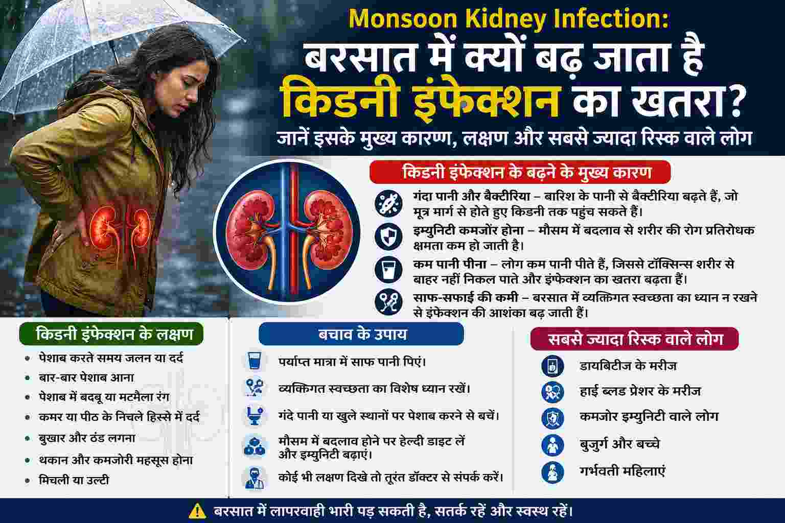 Monsoon Kidney Infection: बरसात में क्यों बढ़ जाता है किडनी इंफेक्शन का खतरा? जानें इसके मुख्य कारण, लक्षण और सबसे ज्यादा रिस्क वाले लोग