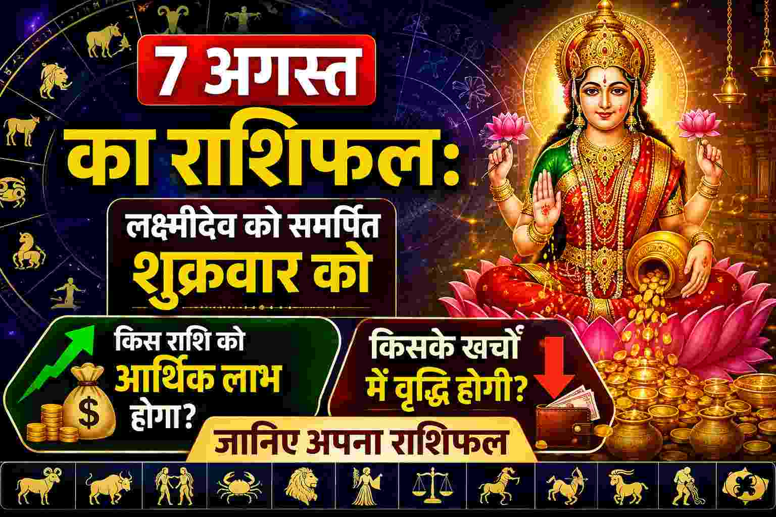 Aaj Ka Rashifal 7 August 2026: आज शुक्रवार को माँ लक्ष्मी की विशेष कृपा से इन राशियों को मिलेगा छप्परफाड़ धन