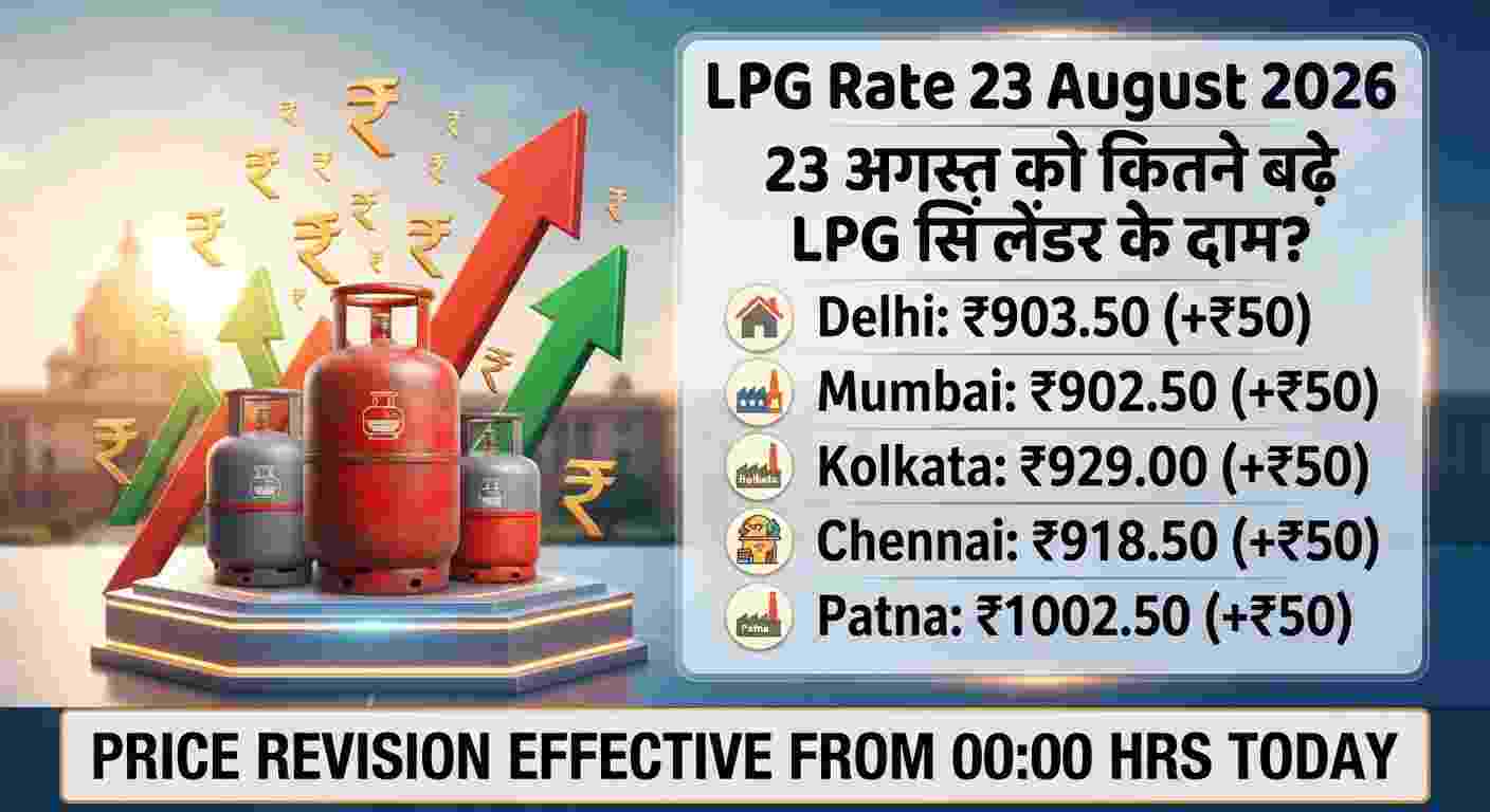 LPG Rate Today 23 August 2026: 23 अगस्त को क्या बदले गैस सिलेंडर के दाम? दिल्ली से बिहार तक चेक करें 14.2kg और 19kg के ताजा रेट