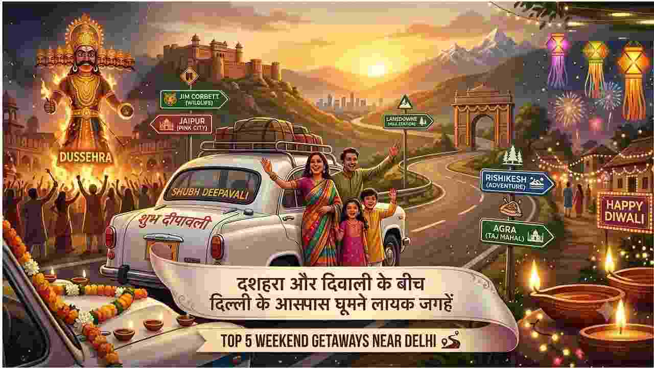 दशहरा-दिवाली के बीच बनाएं यादगार ट्रिप: दिल्ली के पास मौजूद ये 5 खूबसूरत जगहें मोह लेंगी आपका मन